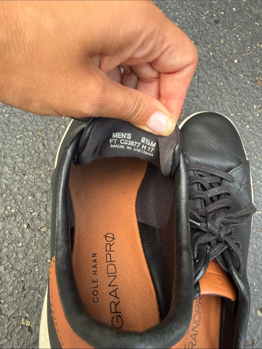 Cole Haan Black Leather Sneakers with Tan Insole - Picture 2 of 5